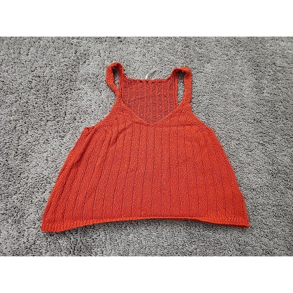 Free People Knit Tank Top Womens S Terracotta V-Neck Casual Summer Beach Boho